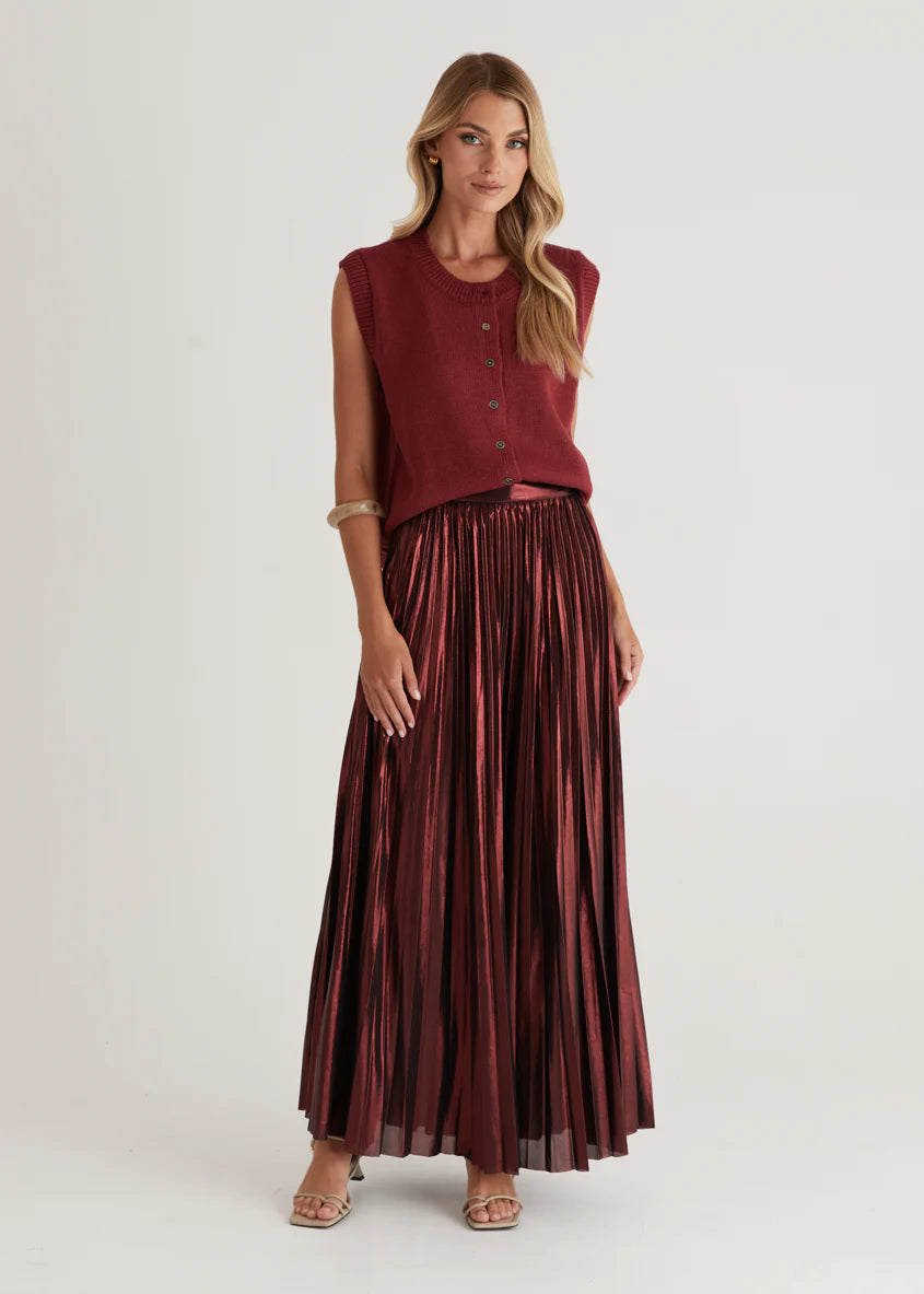 Twilight Midi Skirt - Burgundy