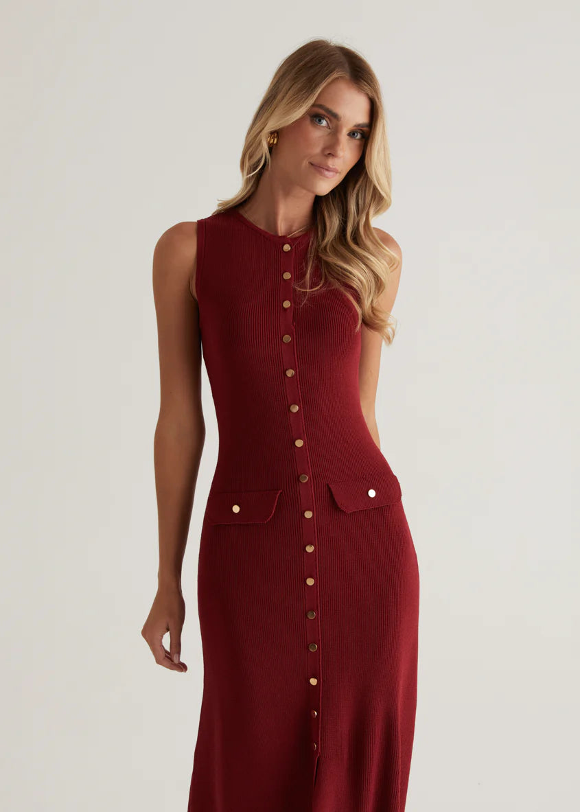 Tully Knit Midi Dress - Wine