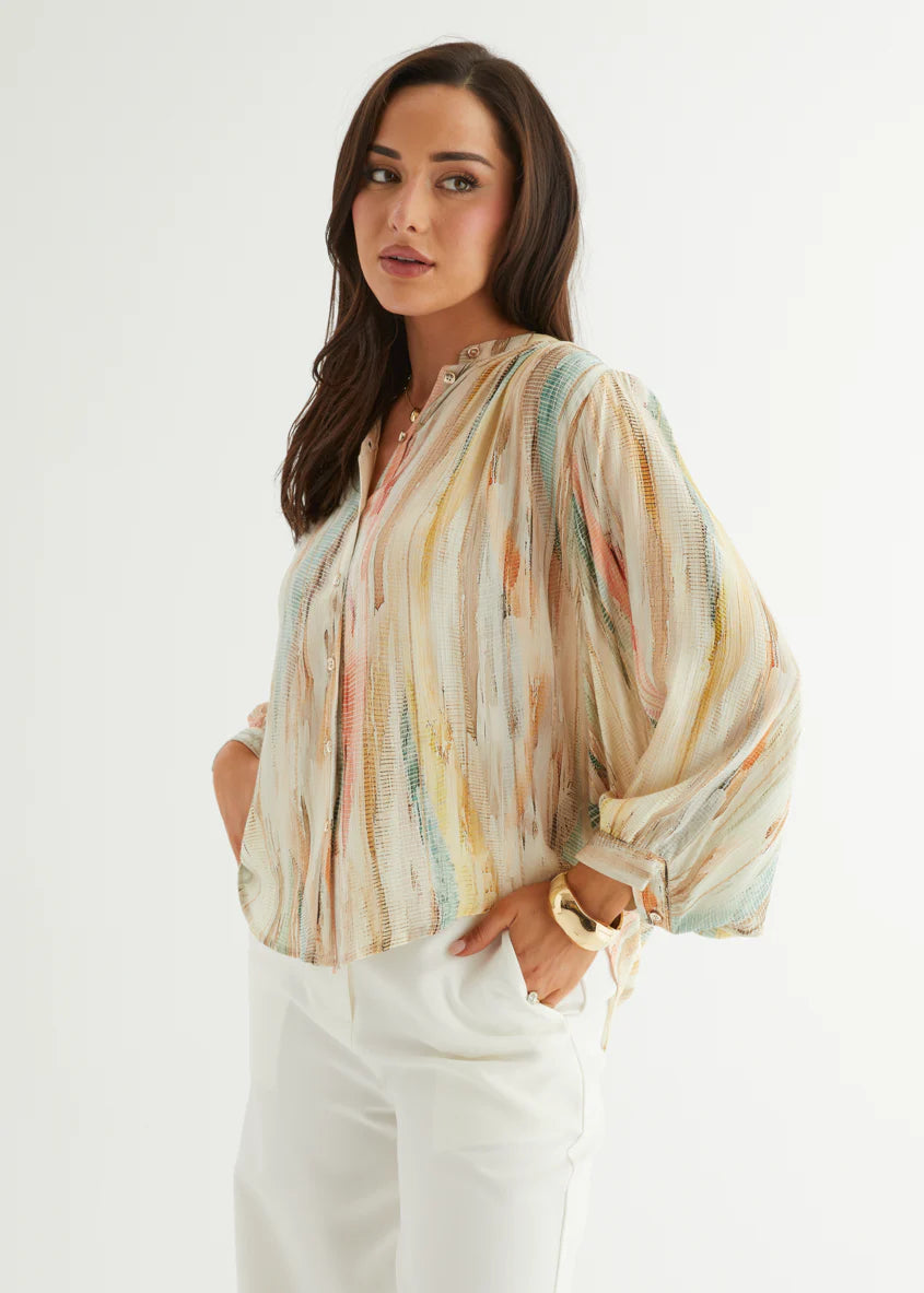Taya Blouse - Champagne Watercolour