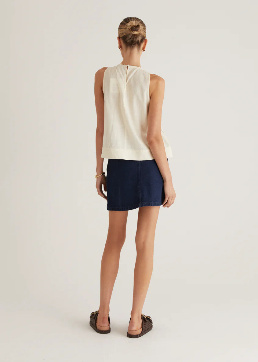 Norvina Pleated Top - Cream