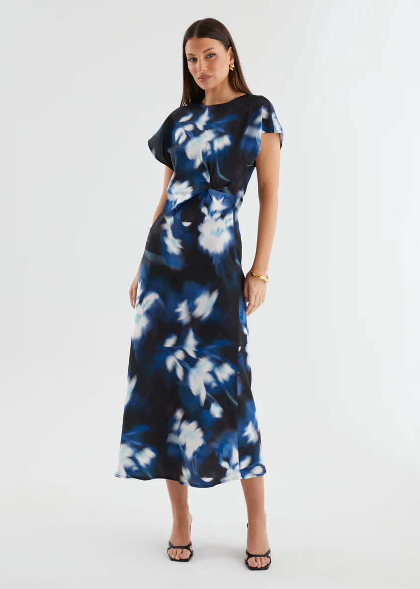 Odesza Maxi Dress - Navy Abstract
