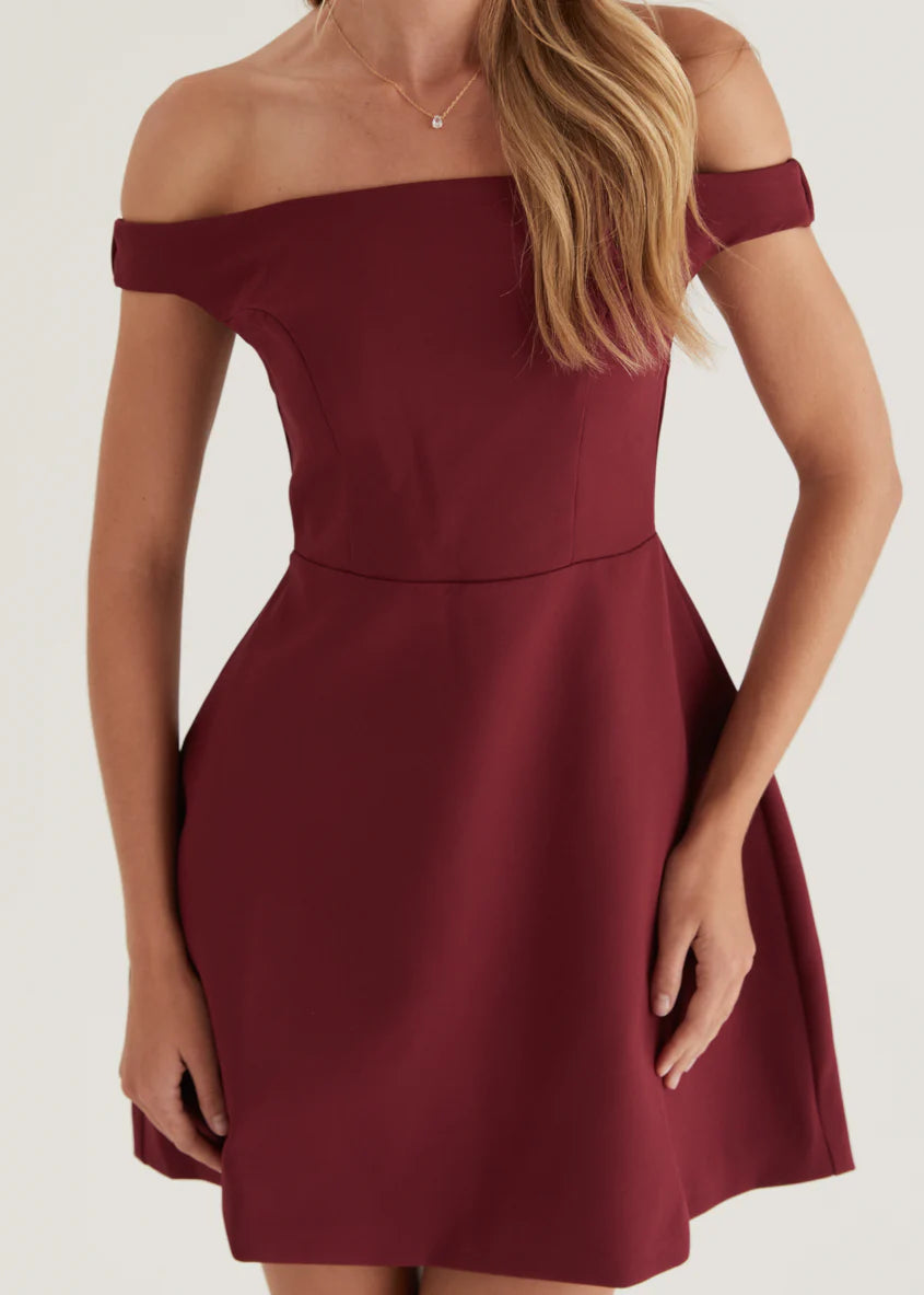 Lexa Off Shoulder Dress - Cherry