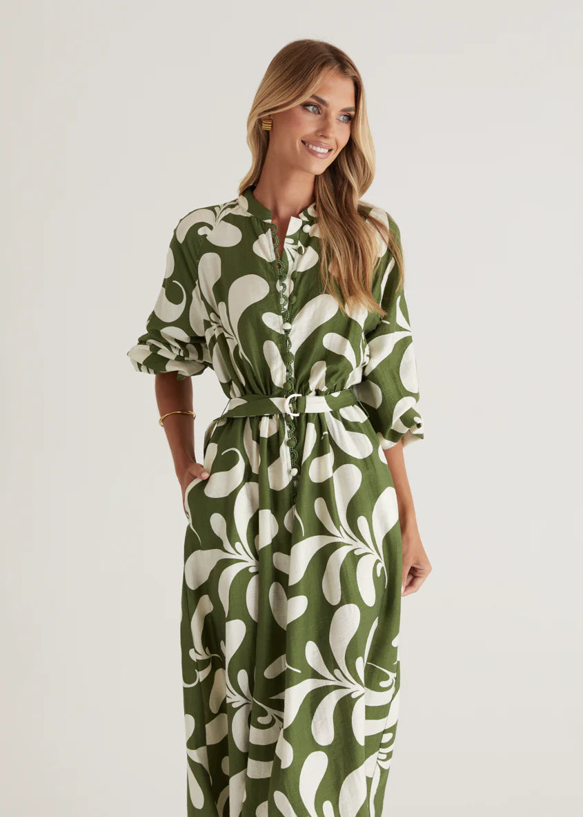 Shylah Midi Dress - Forest Swirl