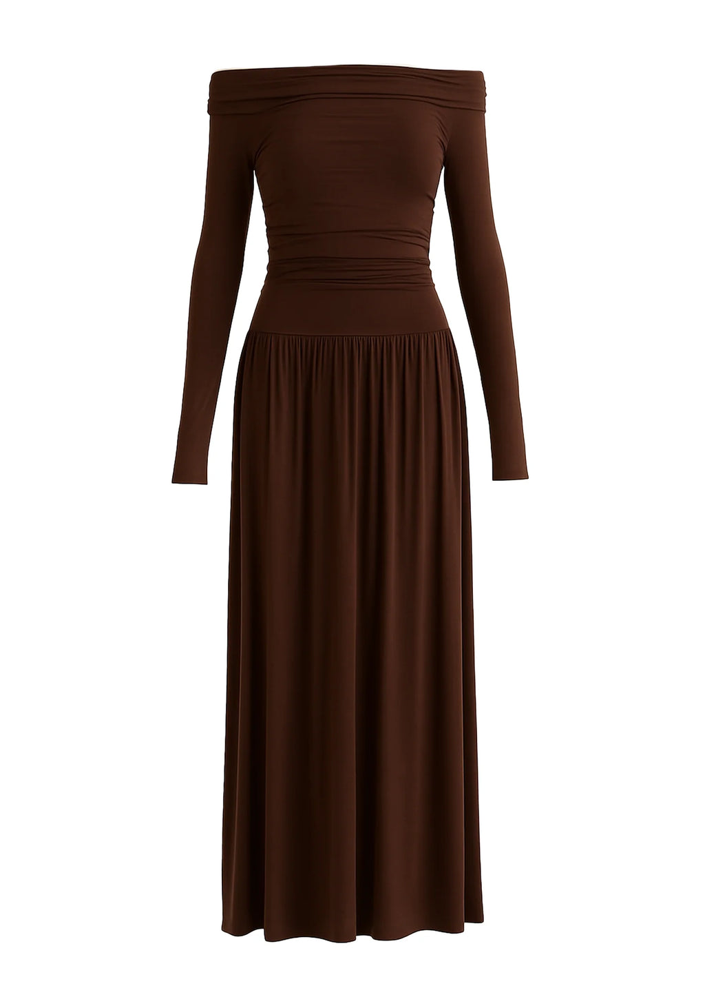 Aluna Off Shoulder Maxi Dress - Chocolate