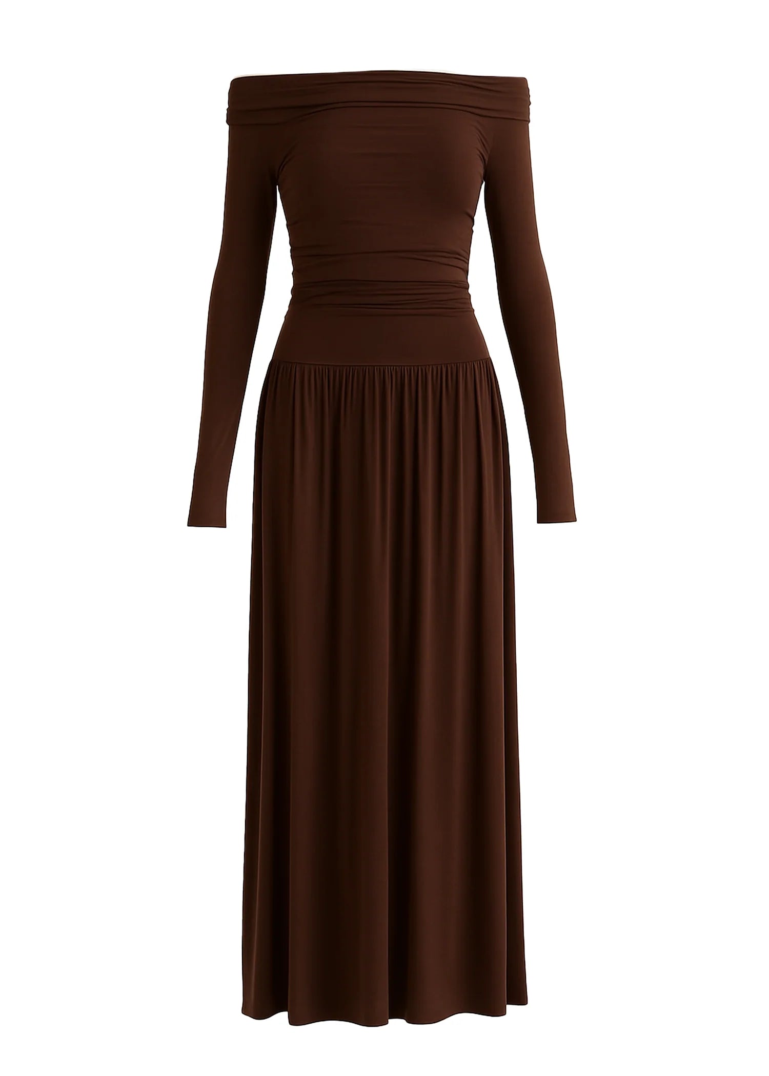 Aluna Off Shoulder Maxi Dress - Chocolate