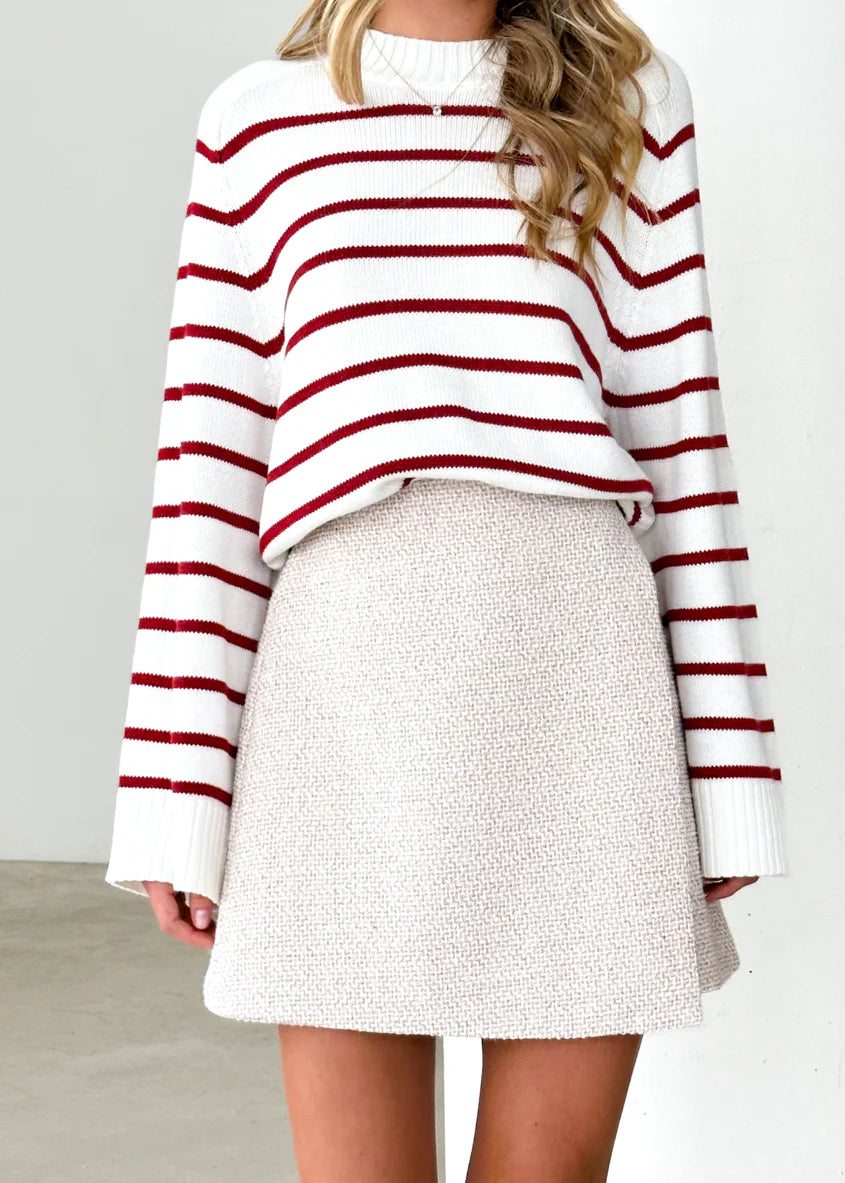 Eva Sweater - Wine Stripe