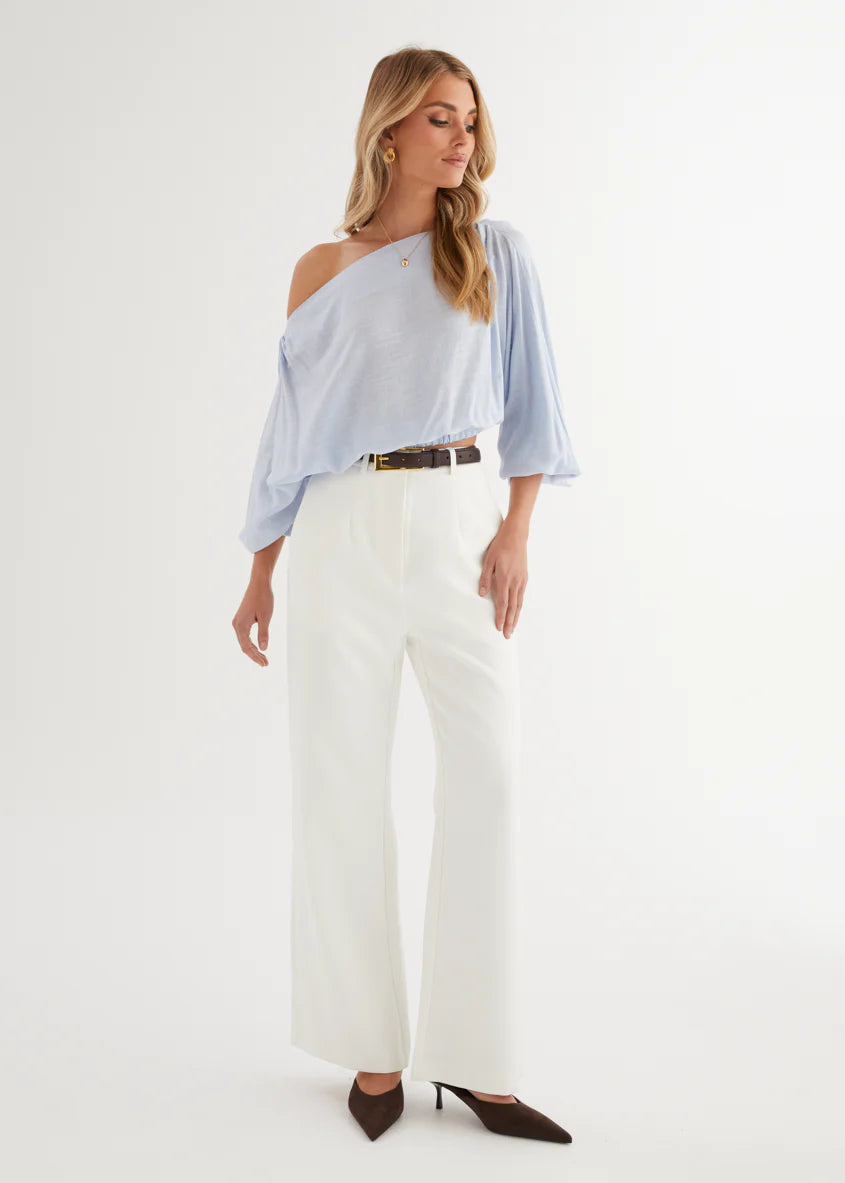 Marlowe Drop Shoulder Top - Light Blue