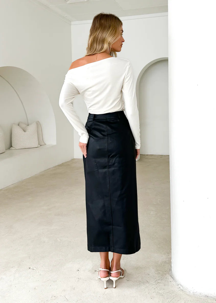 Tretra PU Maxi Skirt - Black