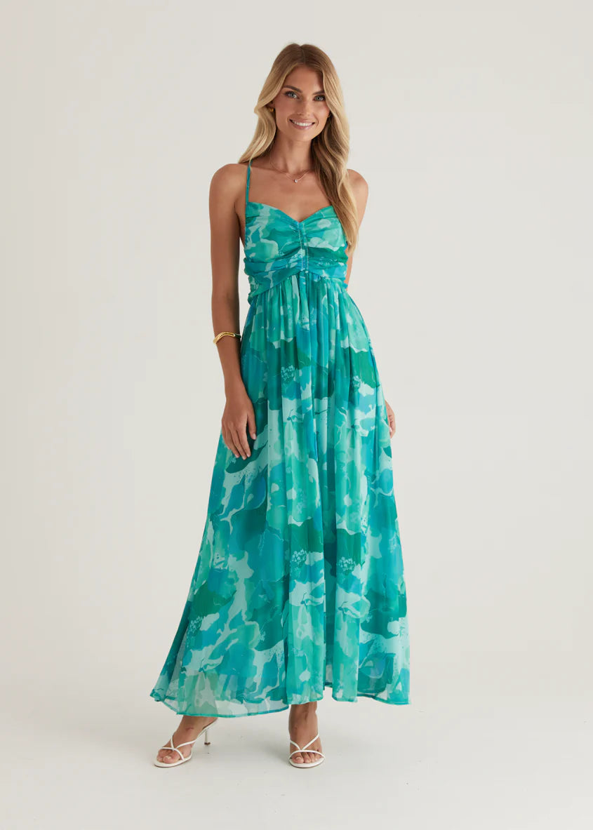 Tahitian Midi Dress - Green Rush