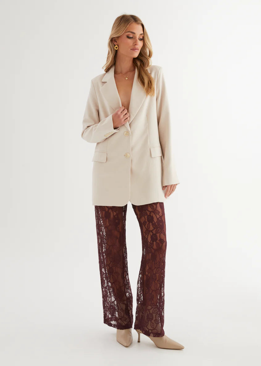 Wynter Lace Pants - Burgundy