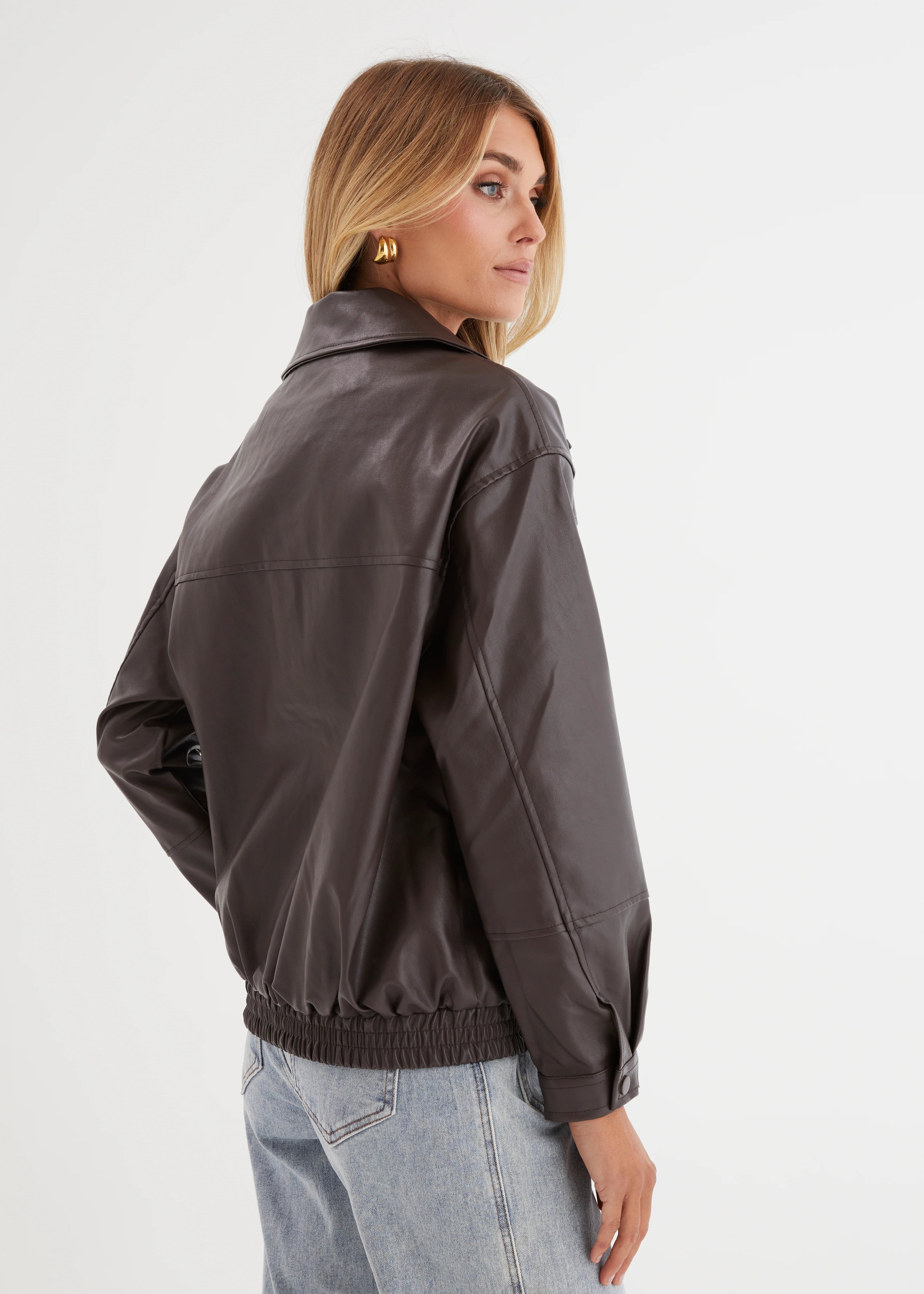 Suki Leather Look Jacket - Chocolate