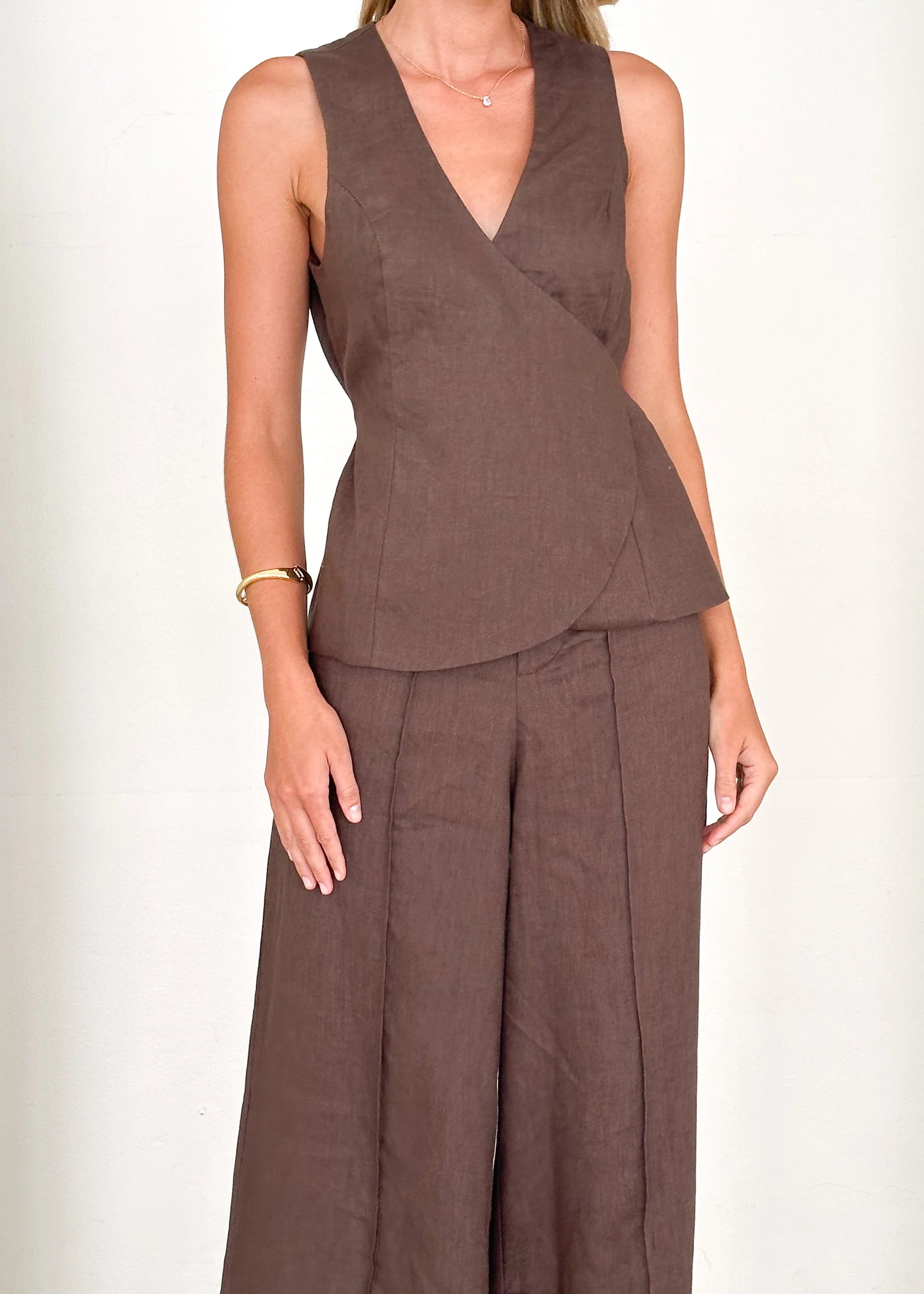 Riva Linen Top - Chocolate