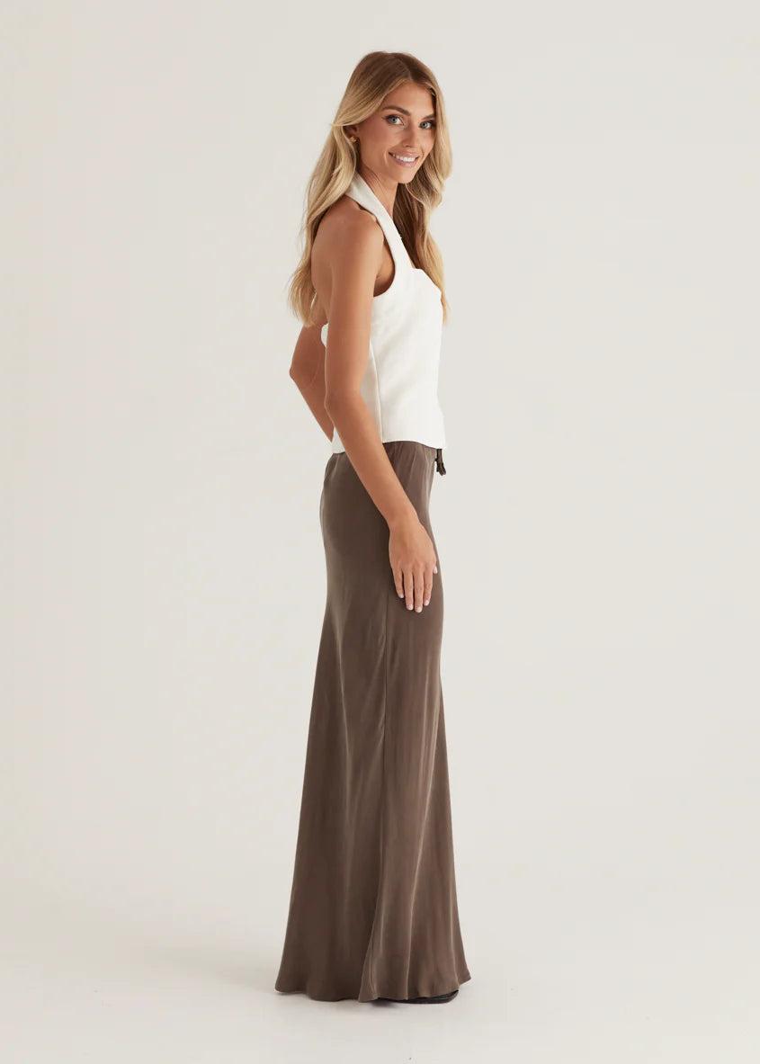 Klarey Cupro Maxi Skirt - Warm Grey