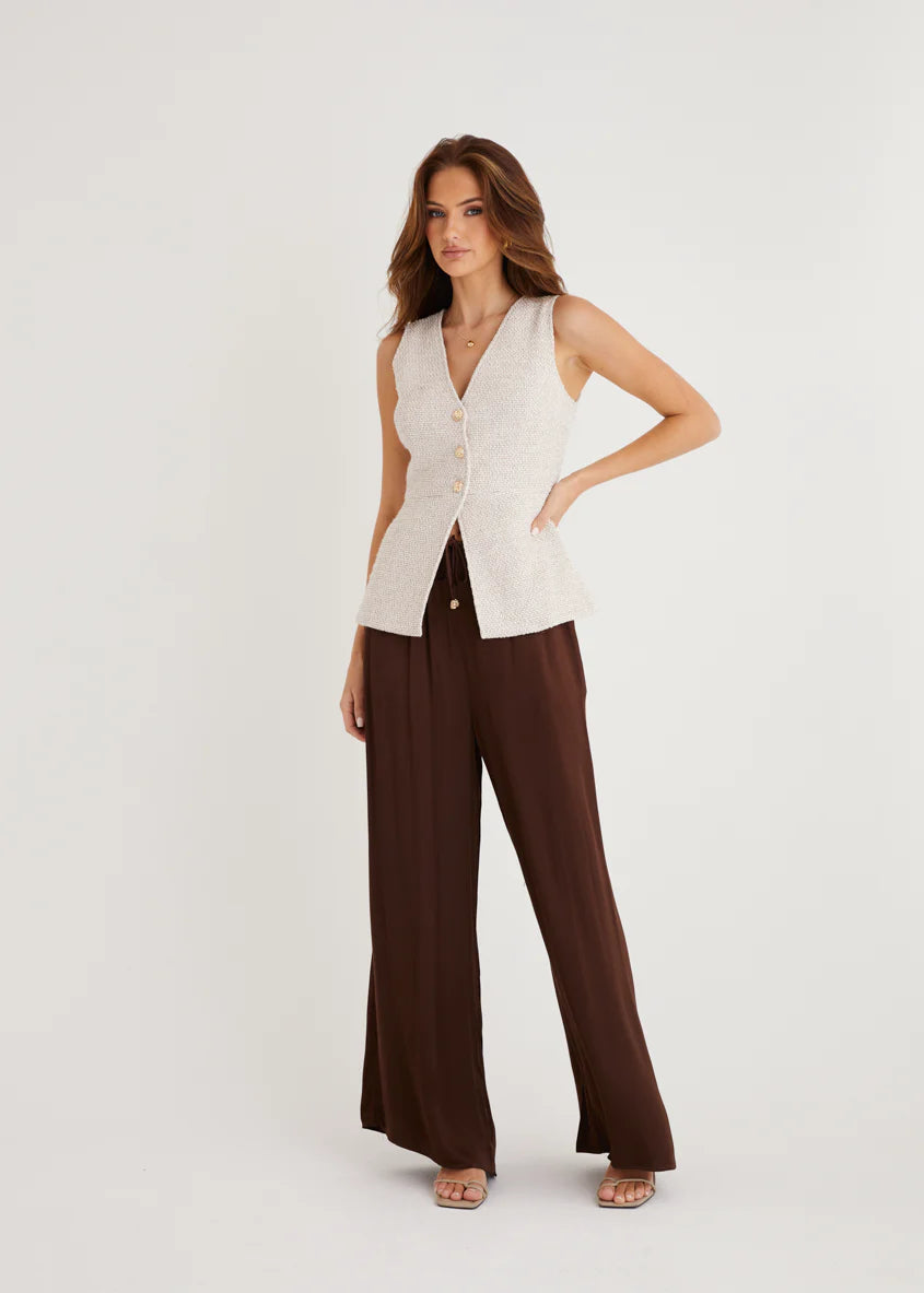 Sofia Vest Top - Oat Marl