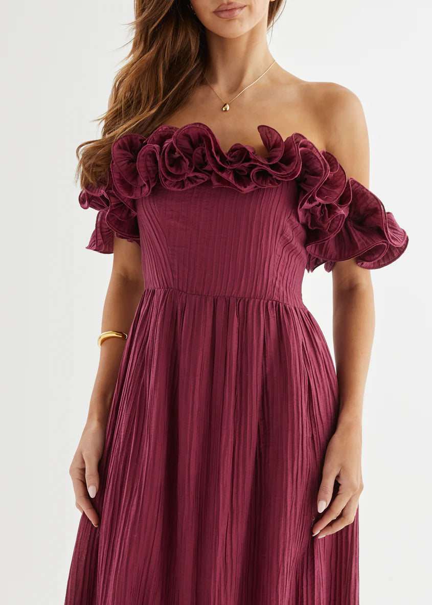 Marlow Off Shoulder Maxi Dress - Mulberry
