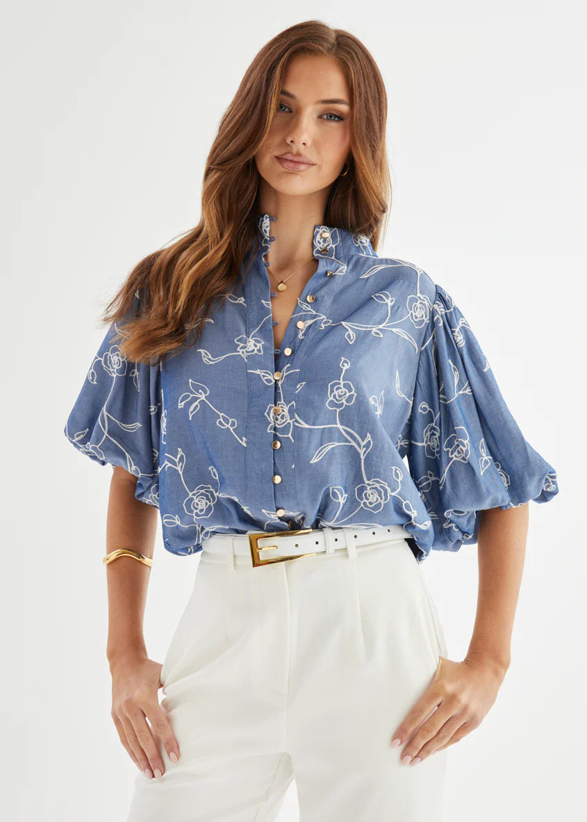 Mendez Blouse - Indigo Chambray