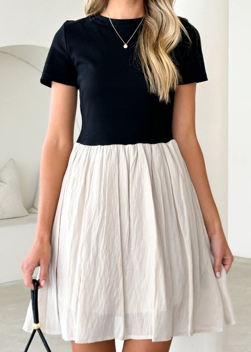 Karmen Dress - Beige Splice