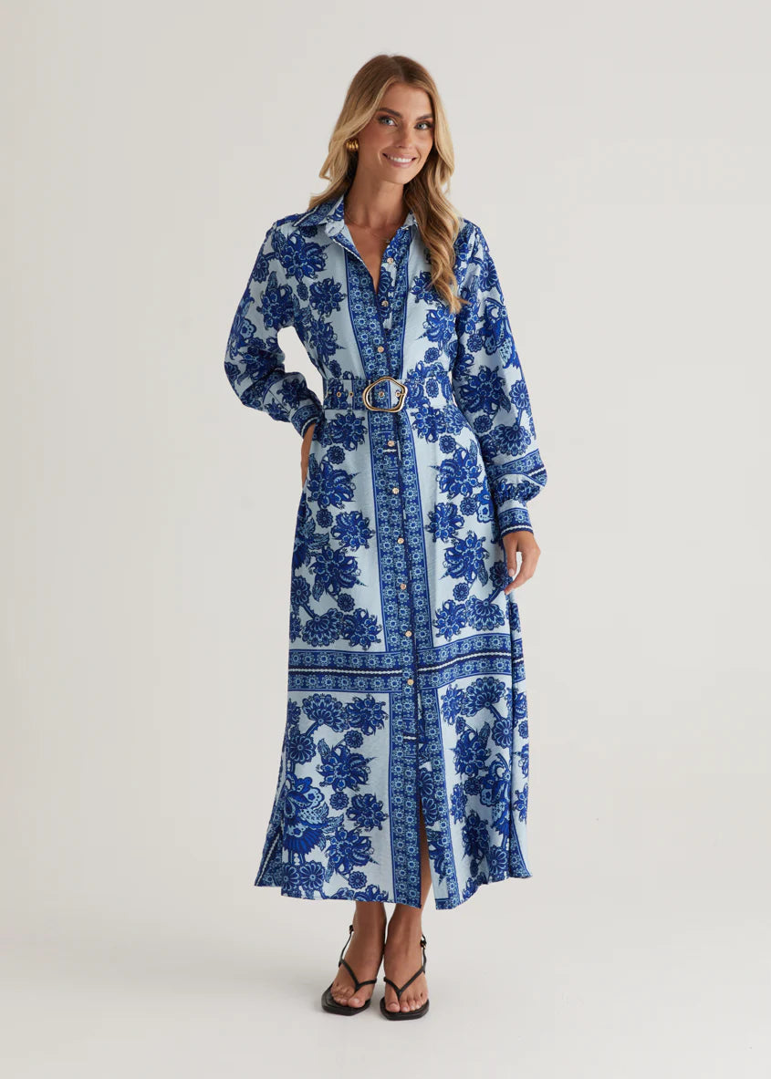 Eventide Maxi Dress - Blue Floral
