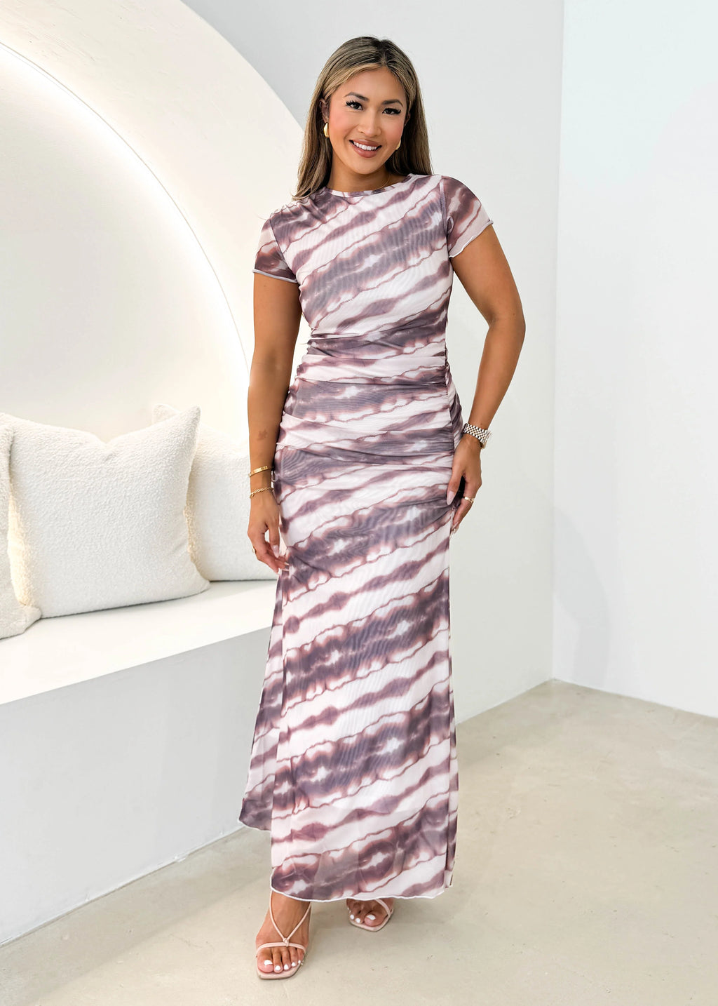 Sylvia Mesh Maxi Dress - Choc Dye