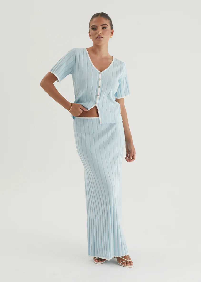 Yulia Knit Maxi Skirt - Sky Blue
