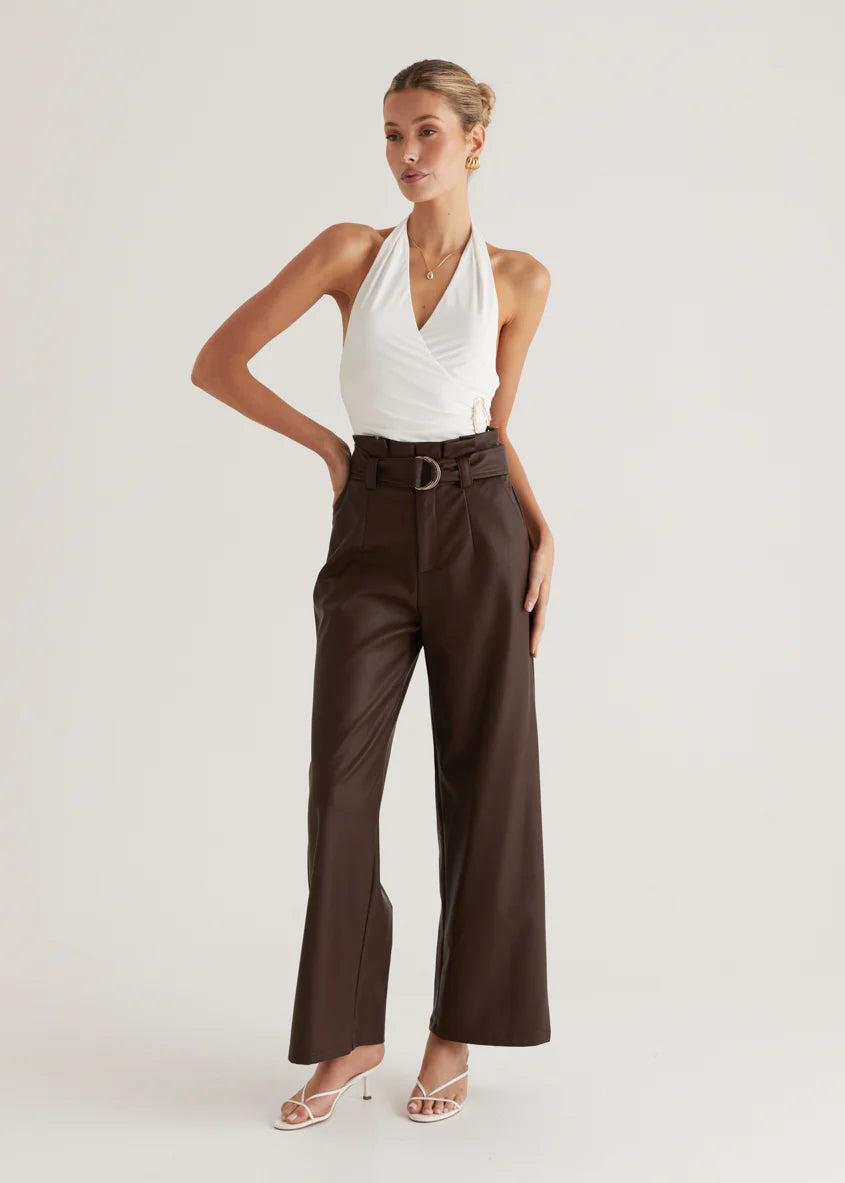 Mariah PU Pants - Espresso