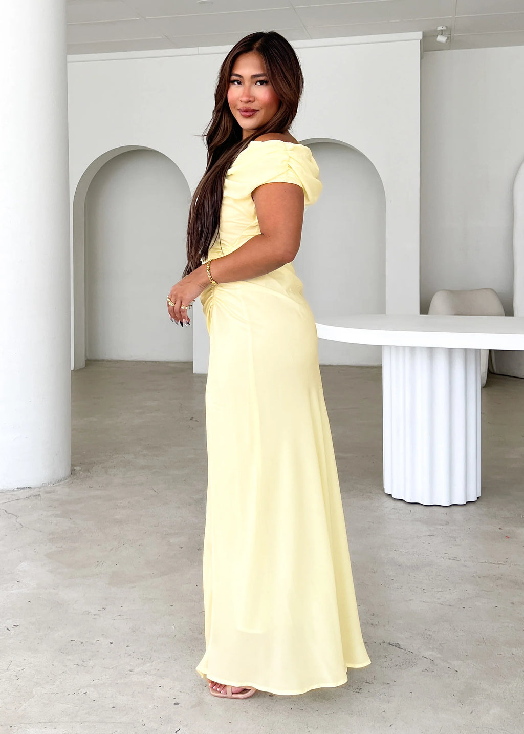 Flirtini One Shoulder Maxi Dress - Lemon