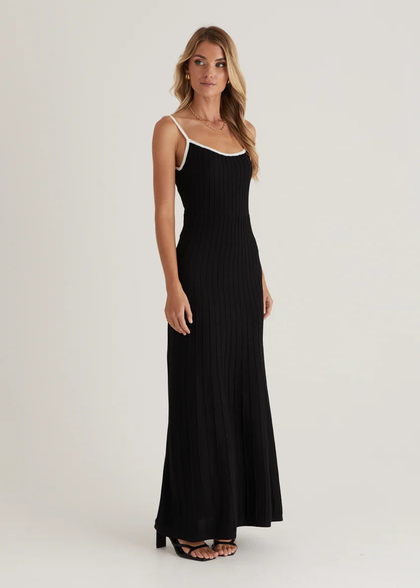 Lennox Knit Maxi Dress - Black