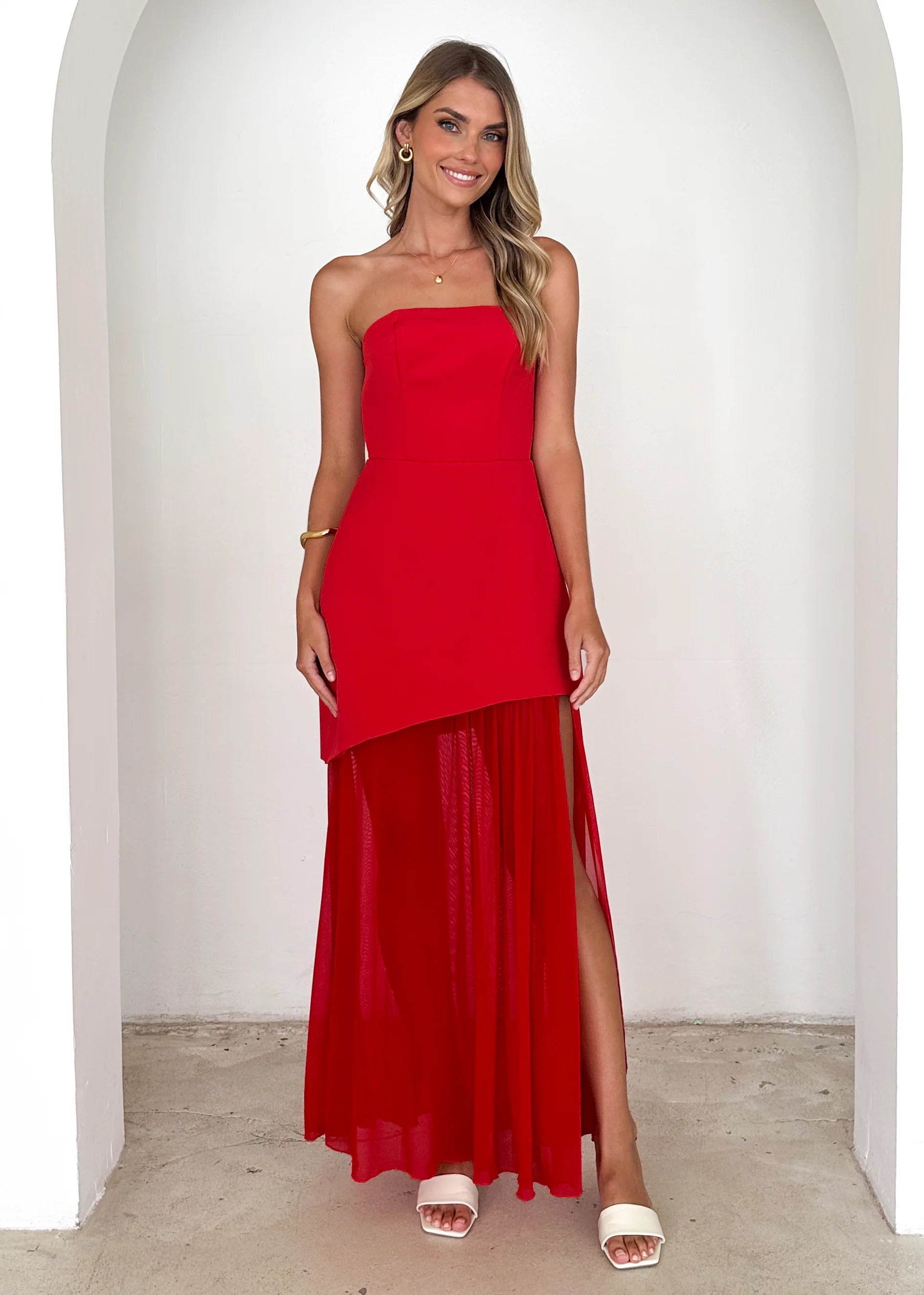 Cabaret Strapless Maxi Dress - Red