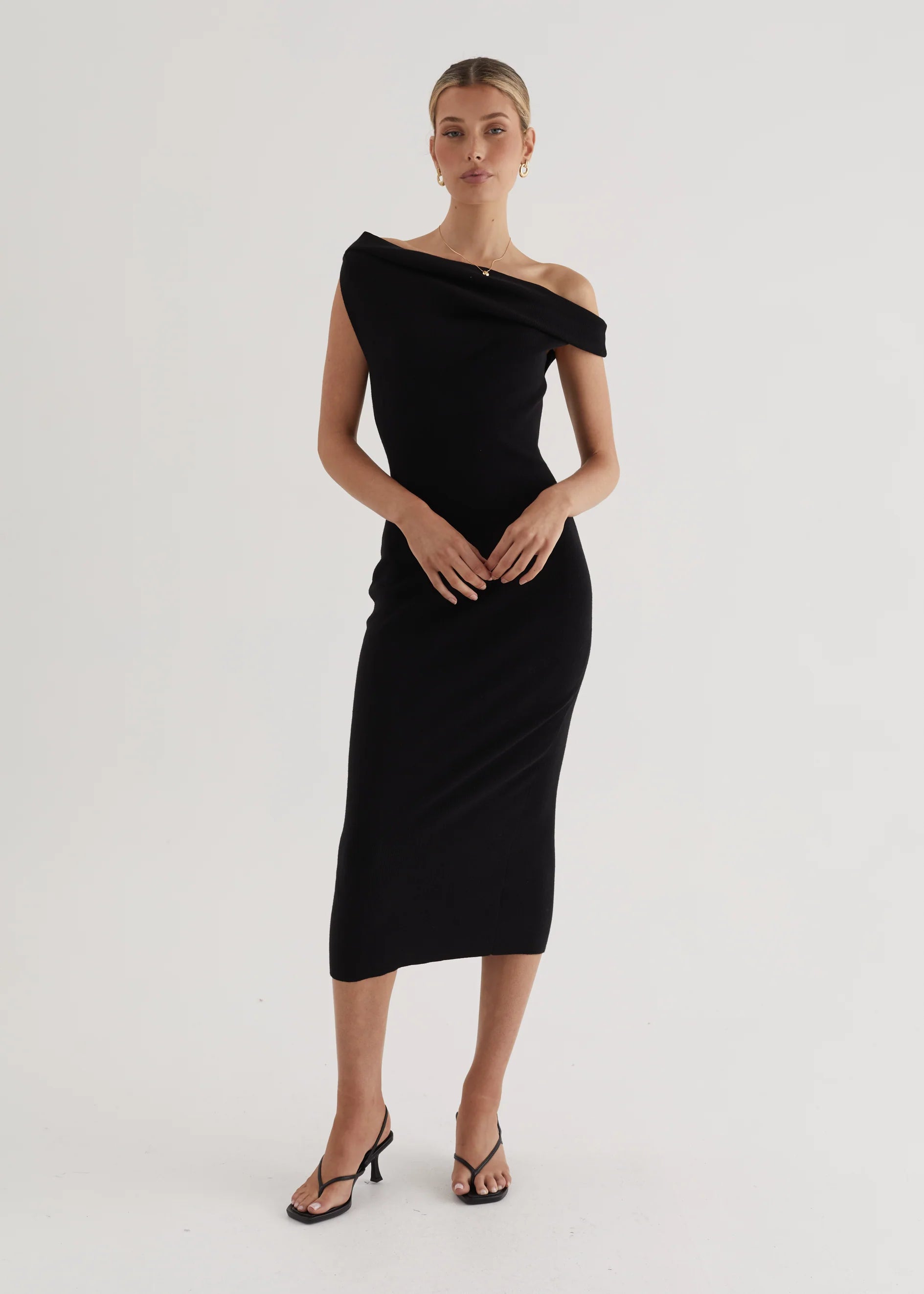 Serenade Knit Midi Dress - Black