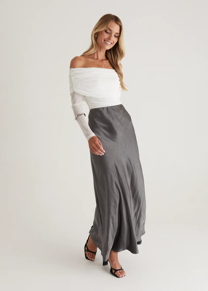 Rosalie Mid Skirt - Charcoal