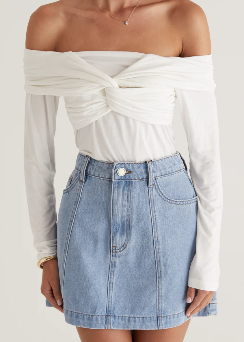 Sabine Denim Skirt - Light Blue