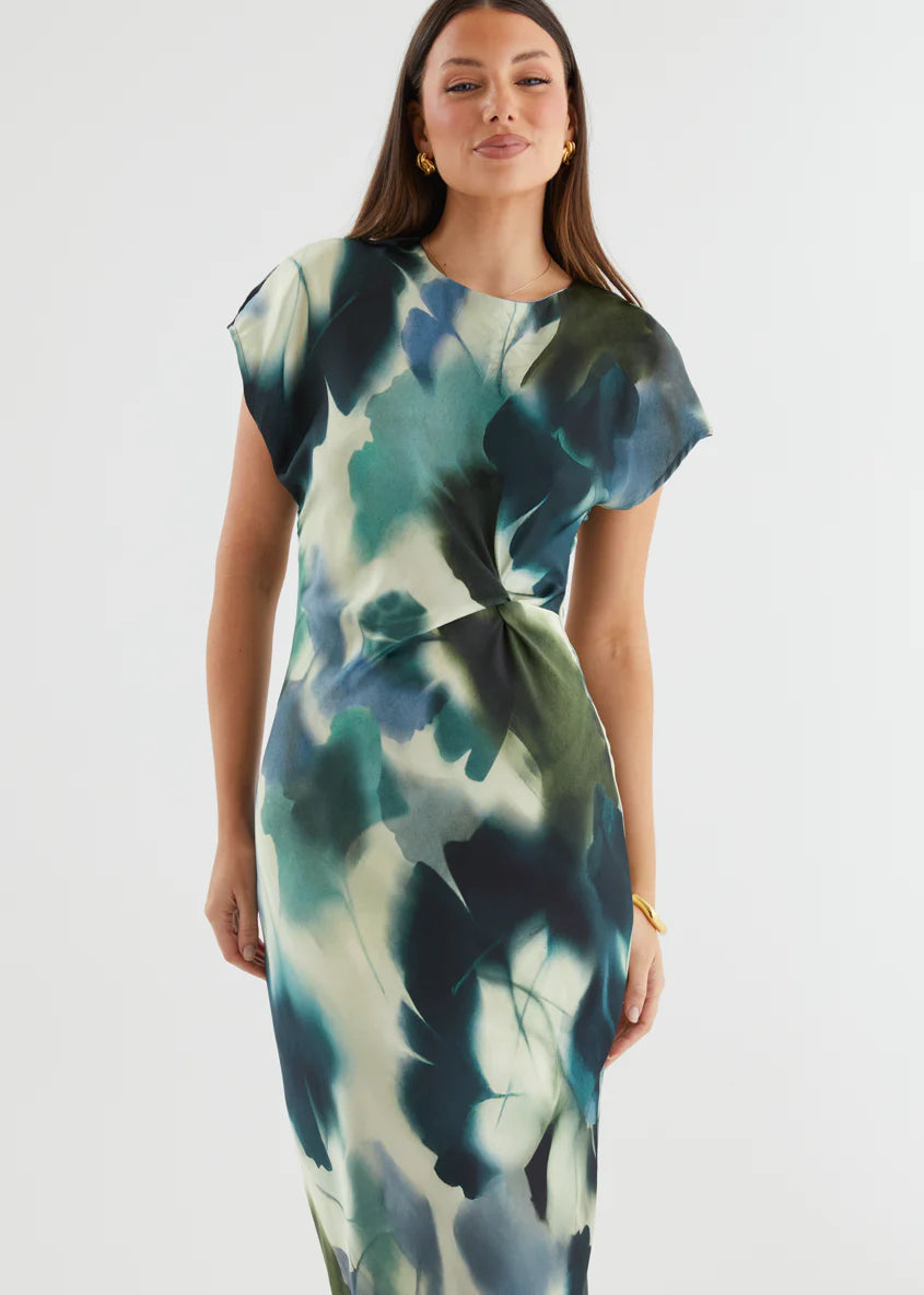 Odesza Maxi Dress - Olive Abstract