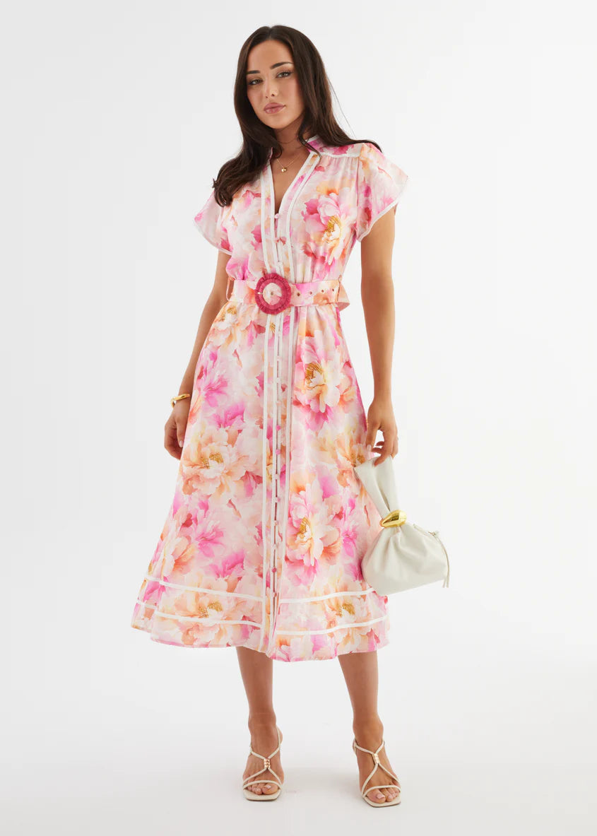 Dafina Maxi Dress - Magenta Floral