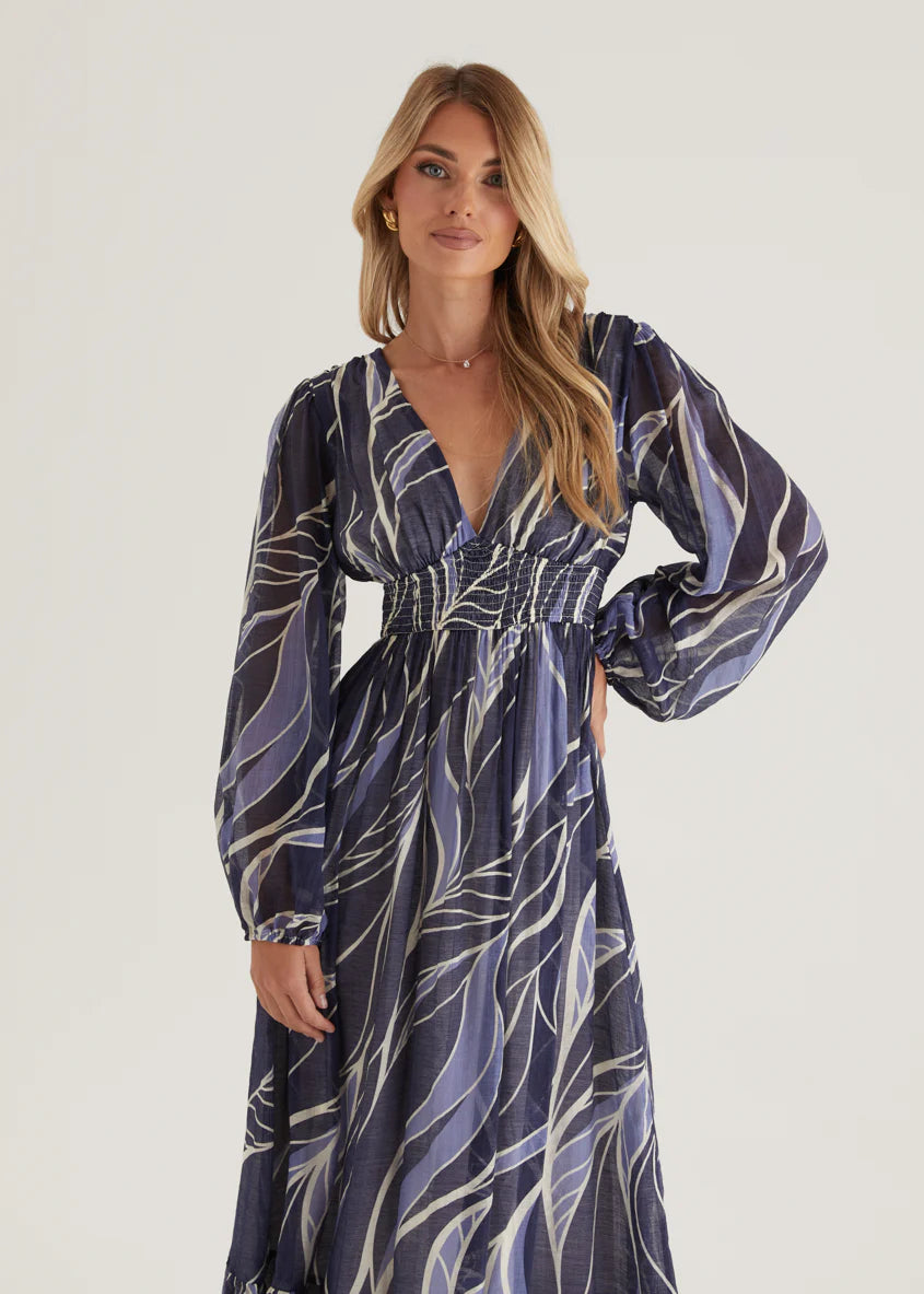 Skyline Maxi Dress - Navy Swirl