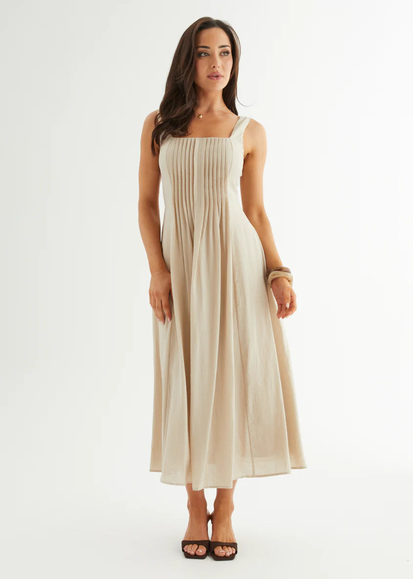 Neishia Midi Dress - Beige
