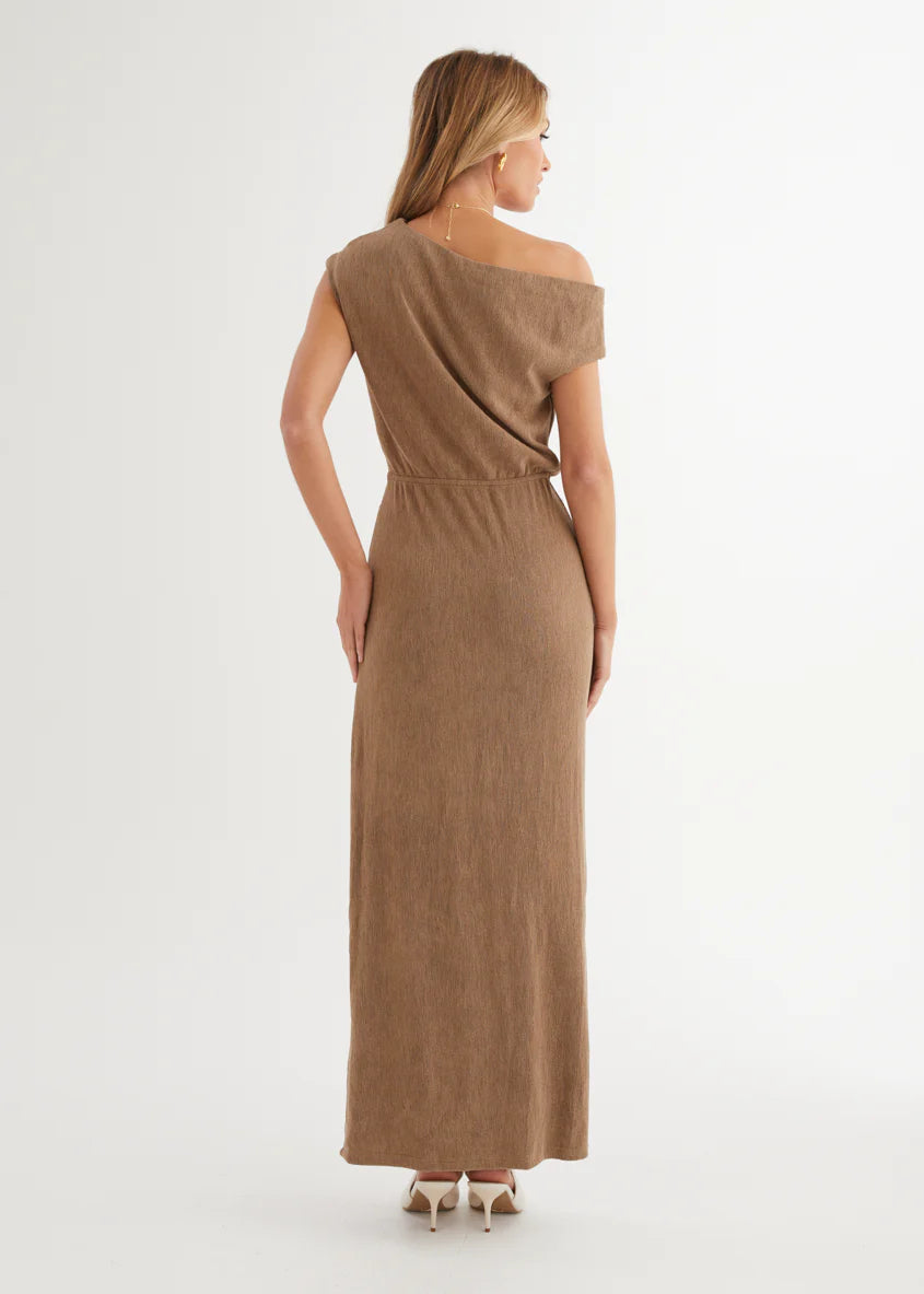 Tarni One Shoulder Maxi Dress - Chocolate