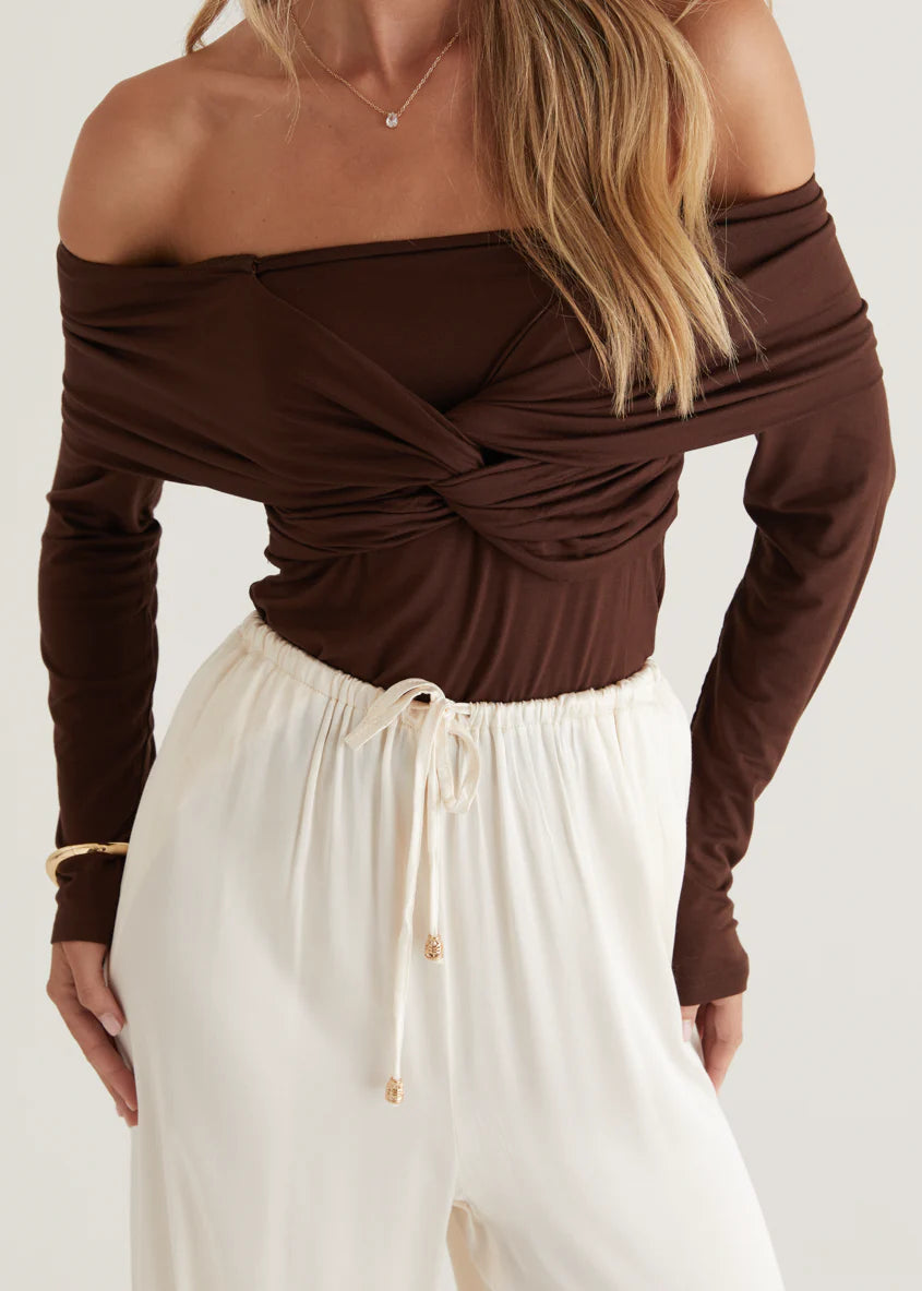 Saira Jersey Top - Chocolate