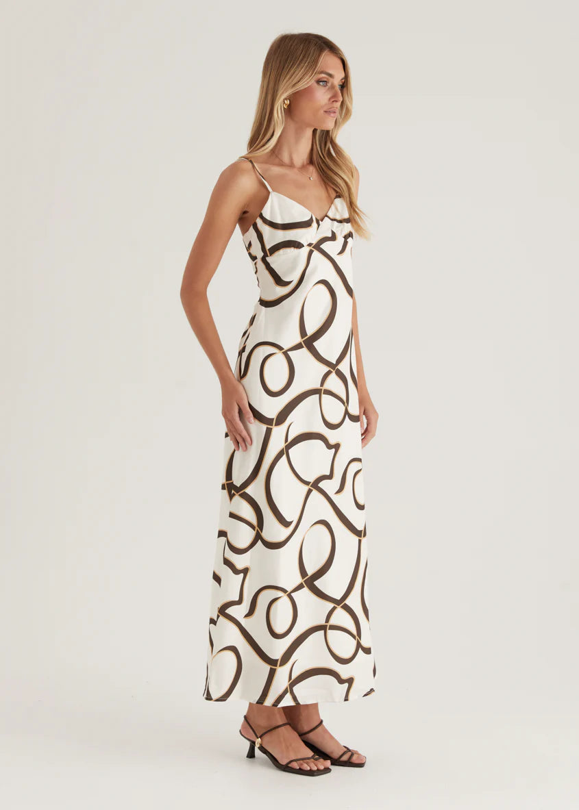 Carla Maxi Dress - Brown Swirl