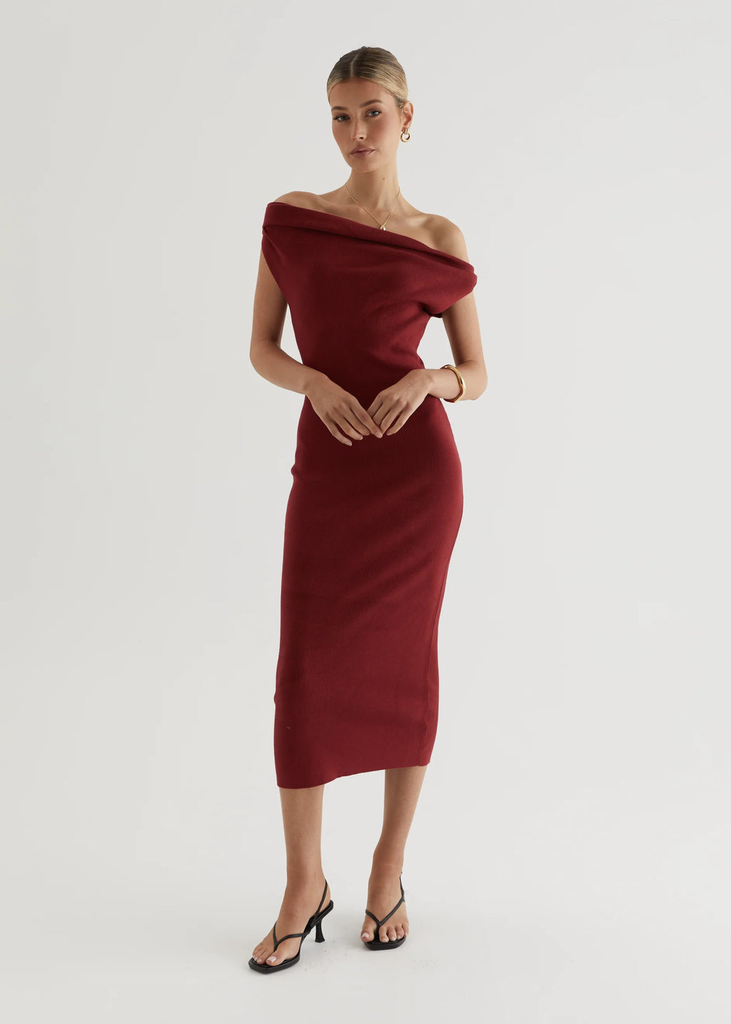 Serenade Knit Midi Dress - Wine