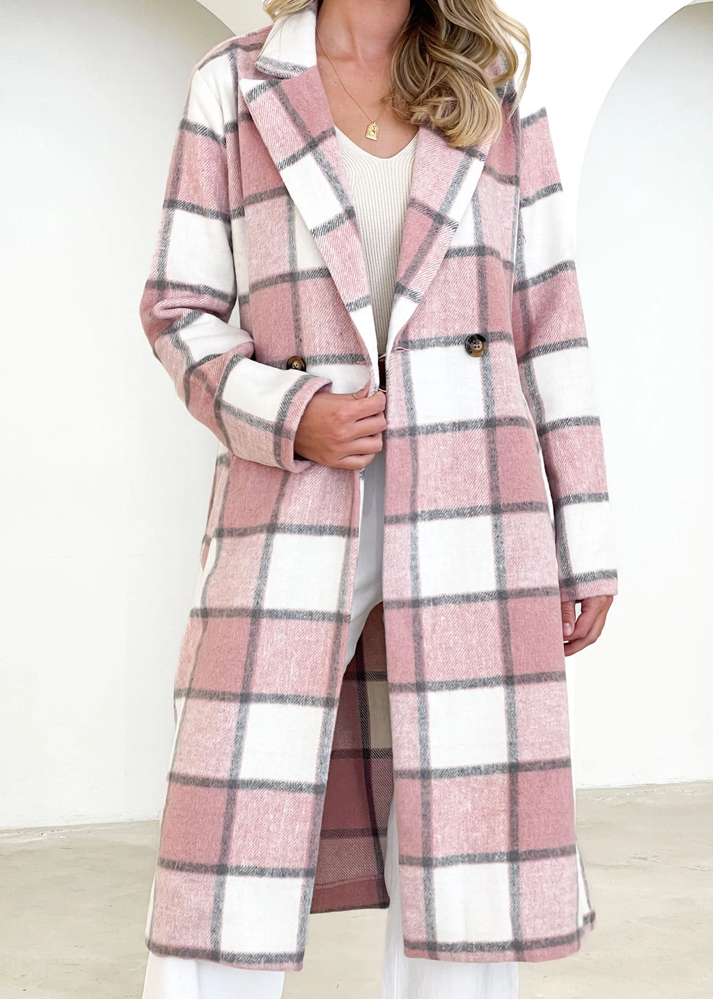 Krizzie Coat - Pink Check