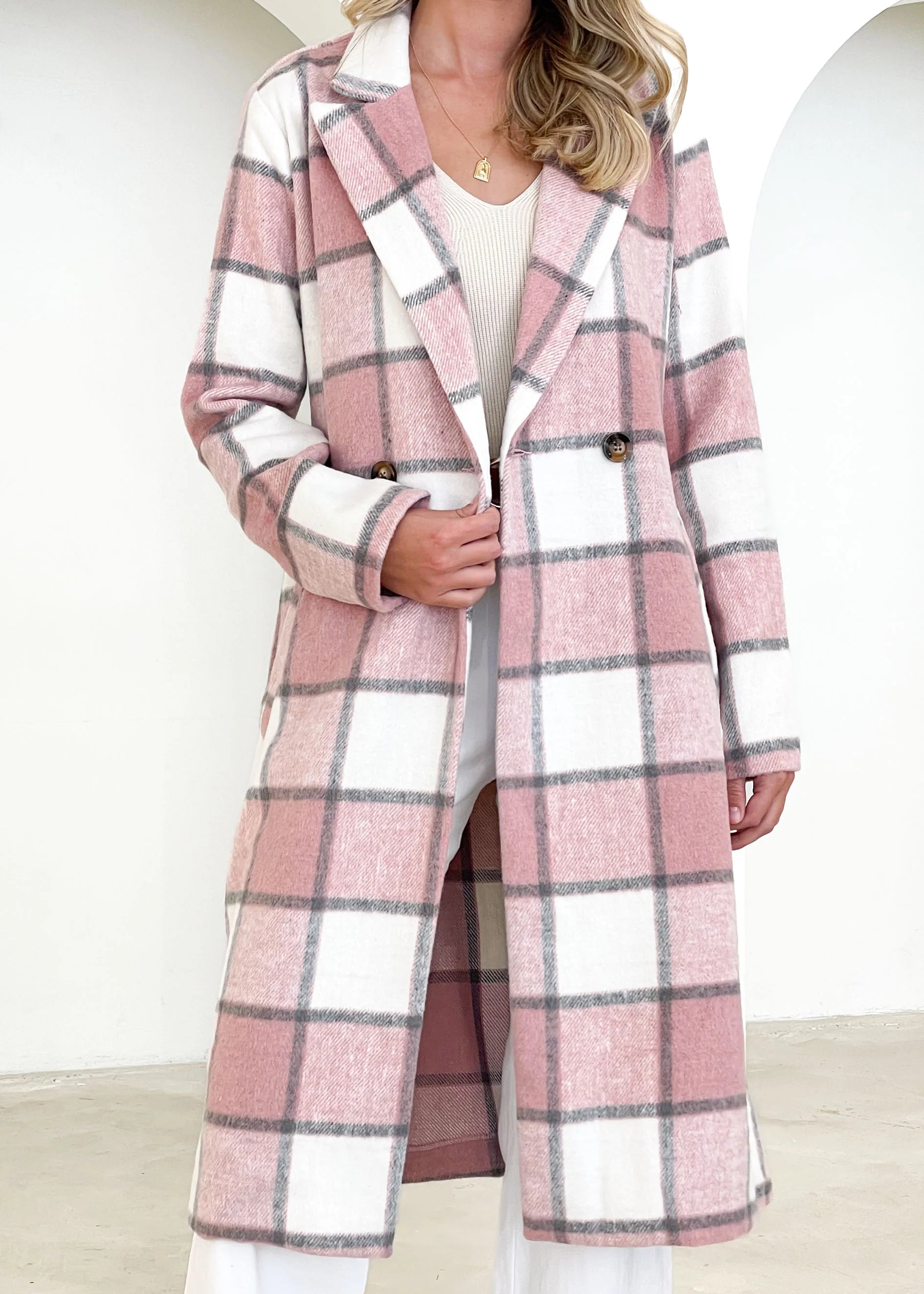 Krizzie Coat - Pink Check