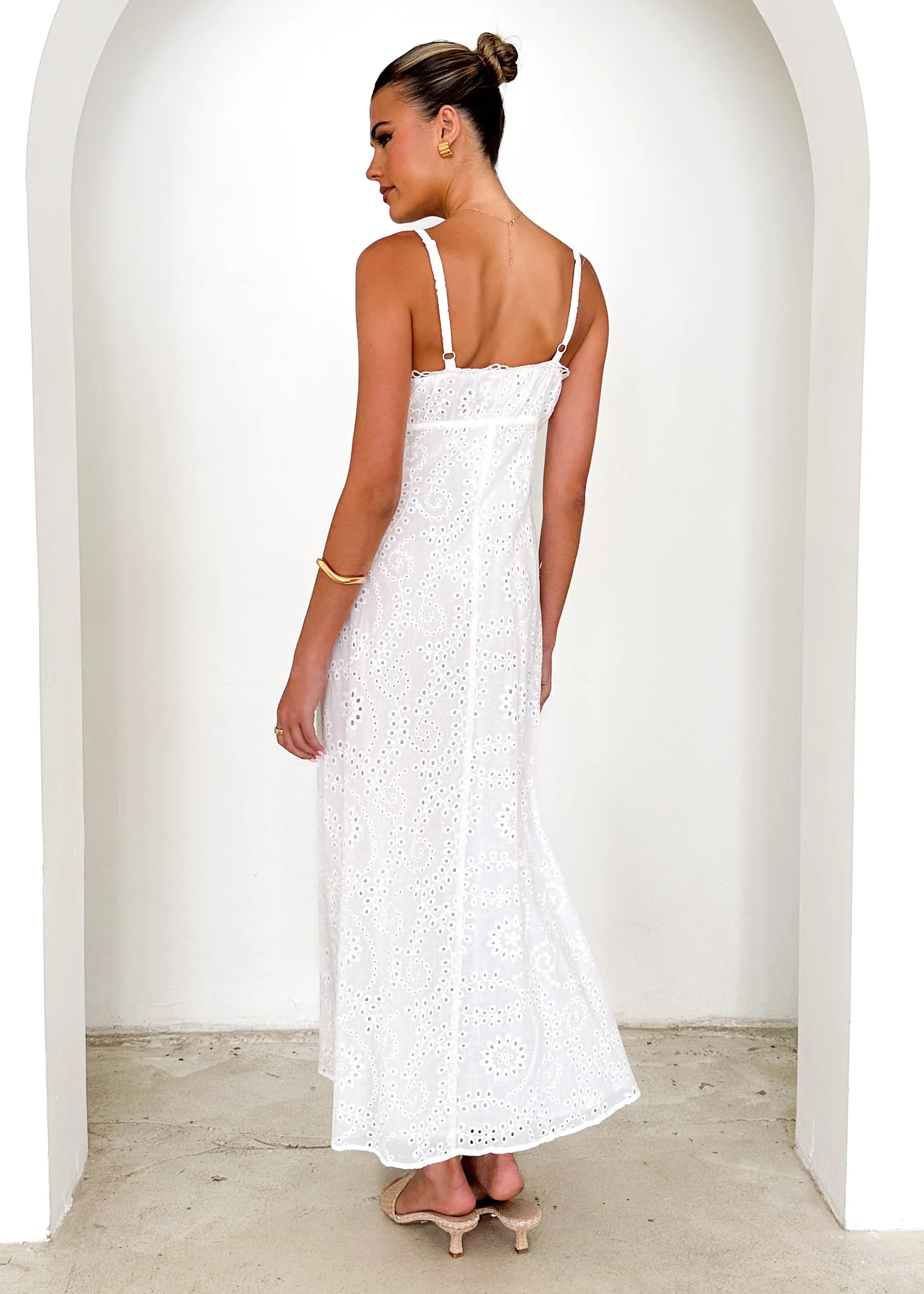 Naviti Midi Dress - White Anglaise