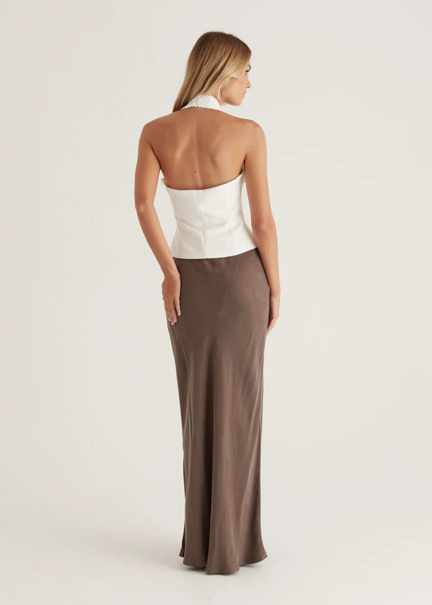 Klarey Cupro Maxi Skirt - Warm Grey