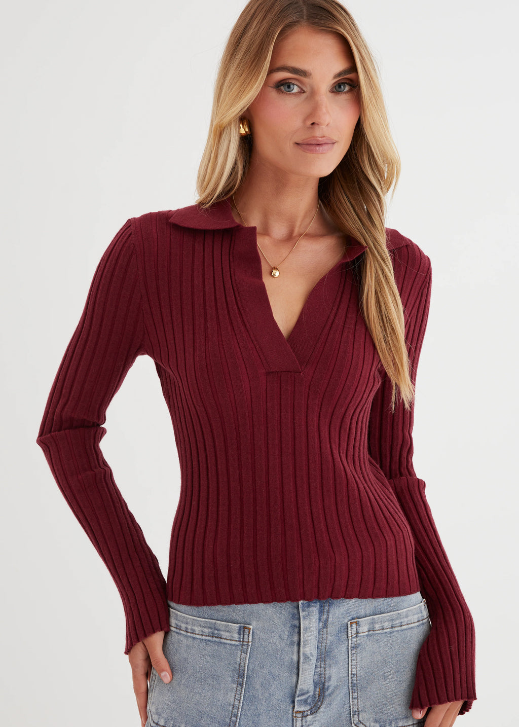 Lucie Knit Top - Wine