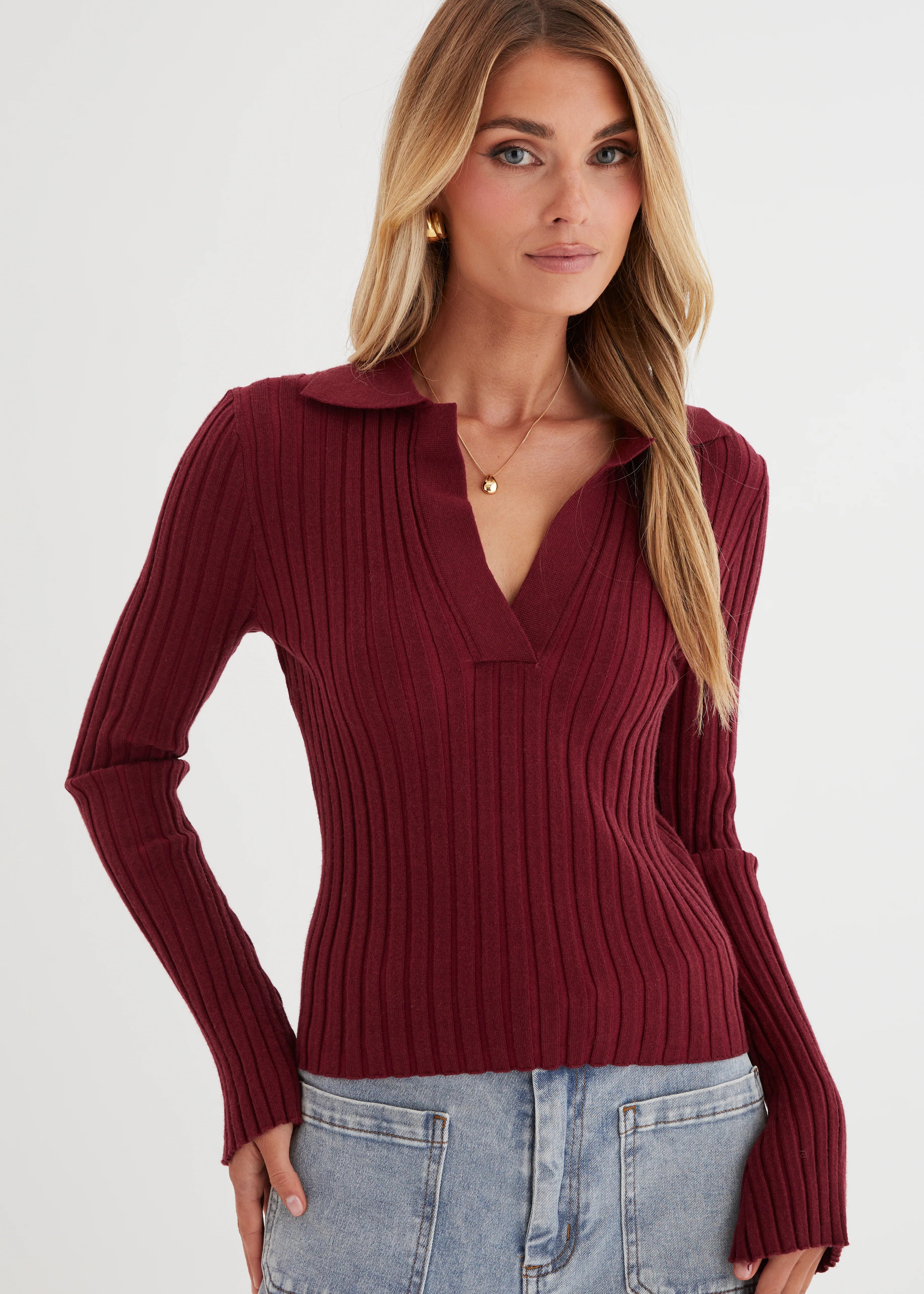 Lucie Knit Top - Wine