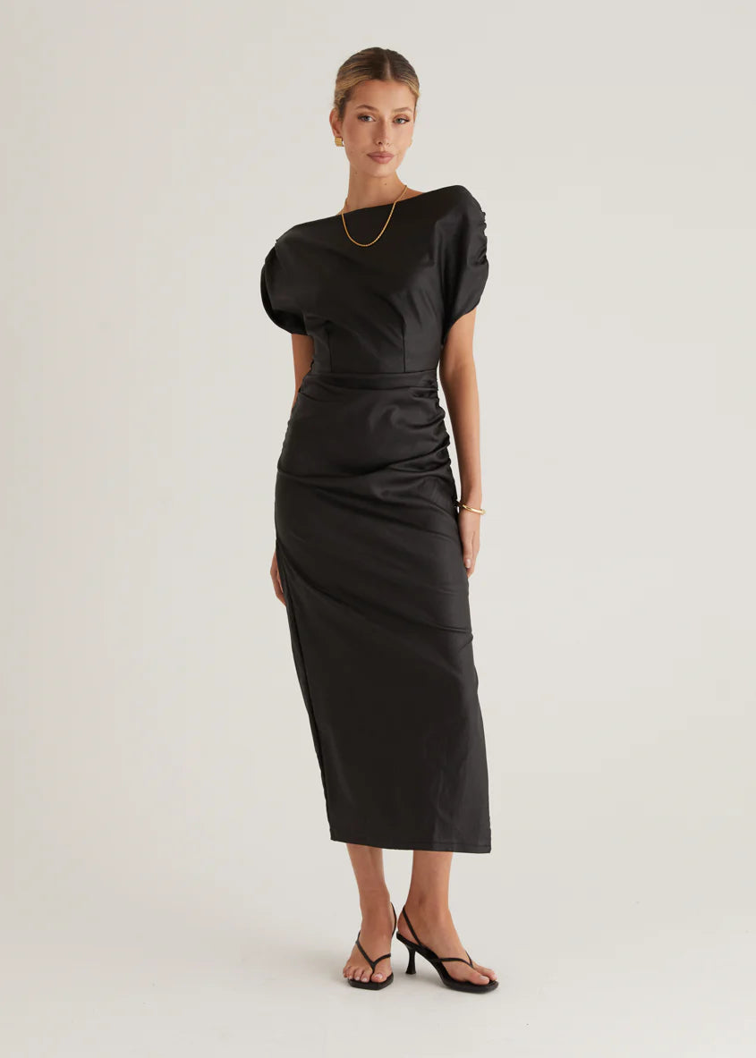 Astro Coated Midi Dress - Black