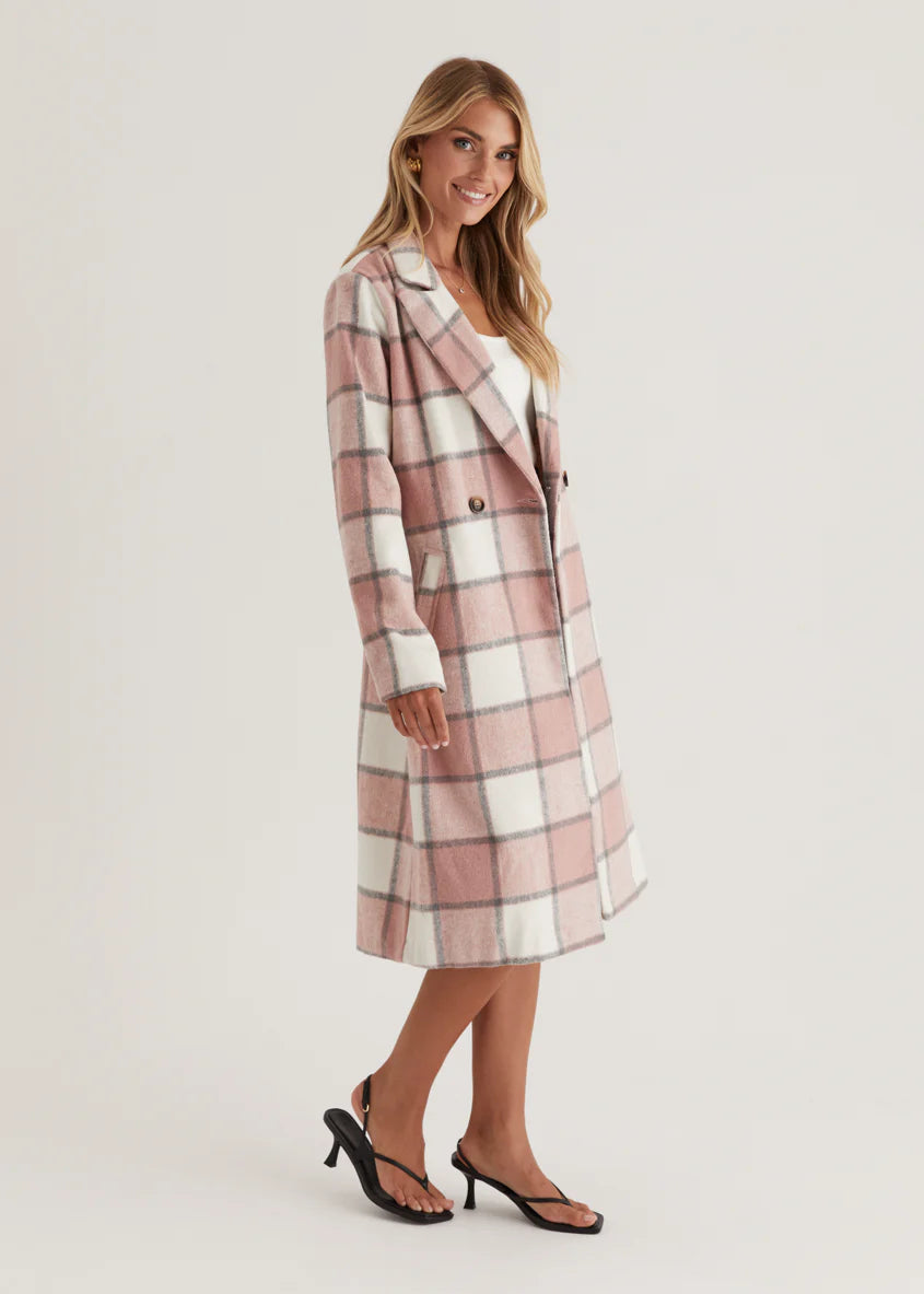 Krizzie Coat - Pink Check