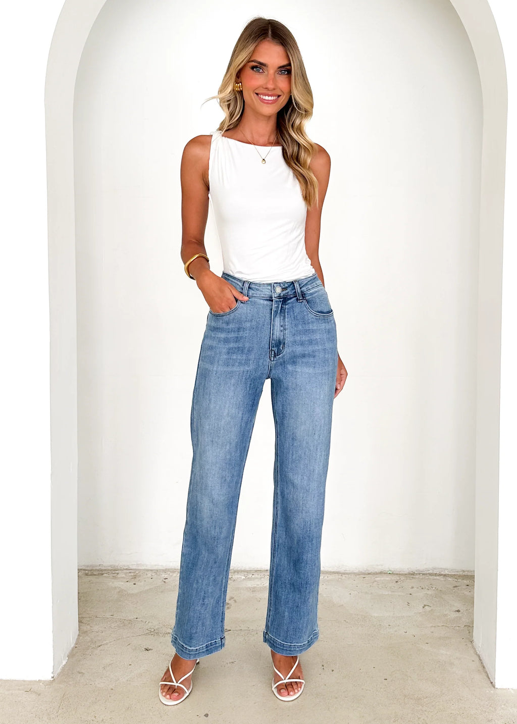 Zariah Stretch Jeans - Mid Blue