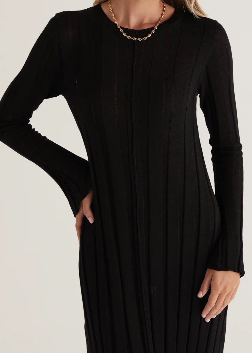 Serah Knit Midi Dress - Black