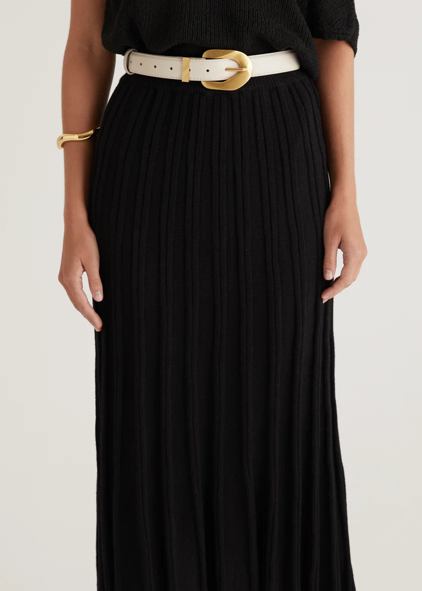 Tobin Knit Midi Skirt - Black